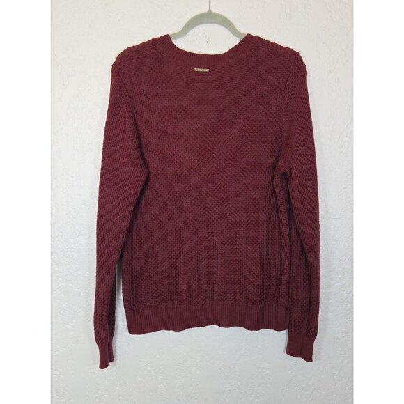 Michael Kors Crochet V Neck Sweater Long Sleeve Maroon Size XL - Picture 4 of 5
